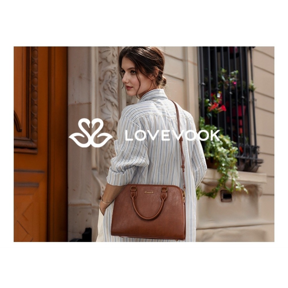 Lovevook Womens Brown Vintage-Style Leather Handbag Satchel Shoulder Crossbody